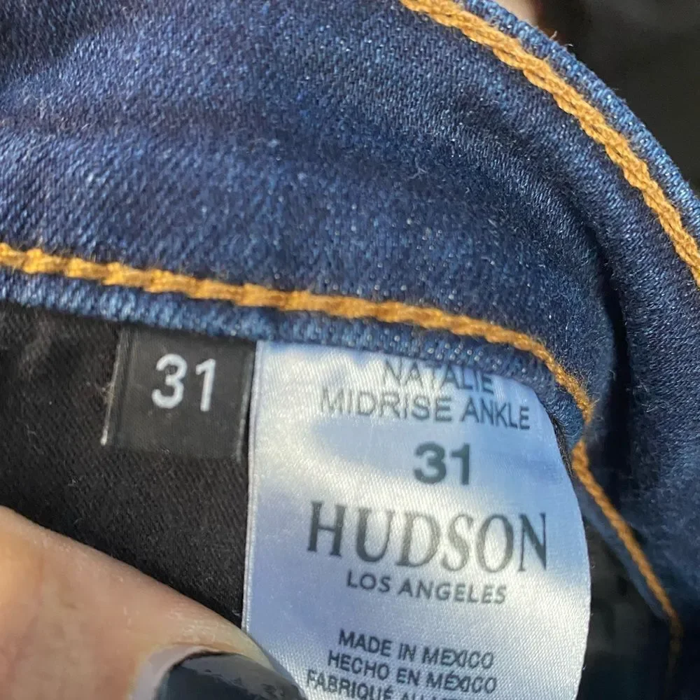 HUDSON NATALIE MID-RISE ANKLE‎ SKINNY-STRETCH JEANS Sz 31